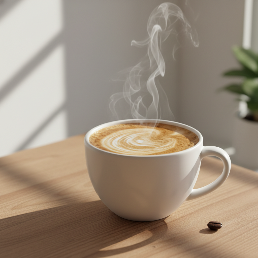 Fresh brewed coffee in ceramic mug